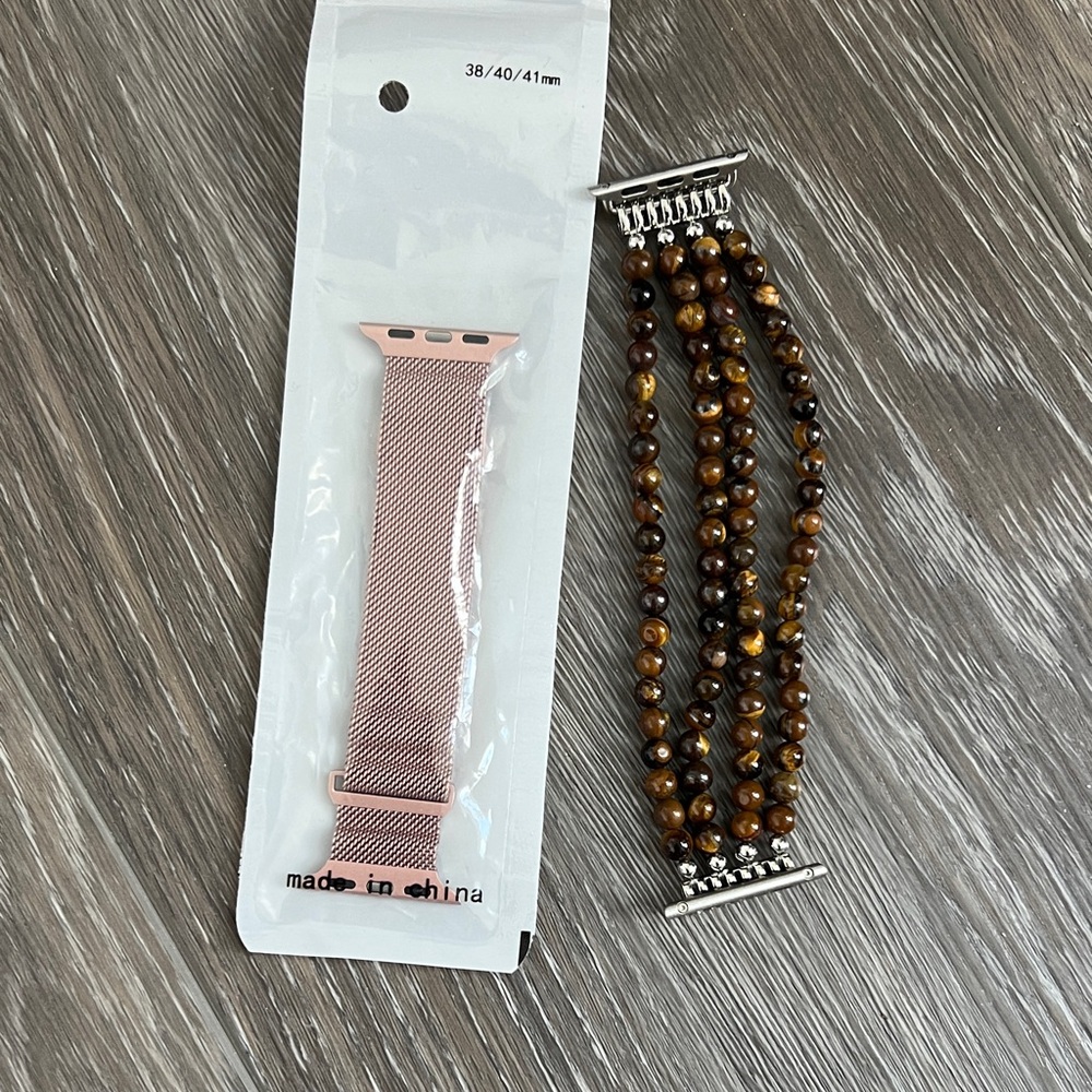 Pink Mesh Apple Watch Band and Beaded watch band